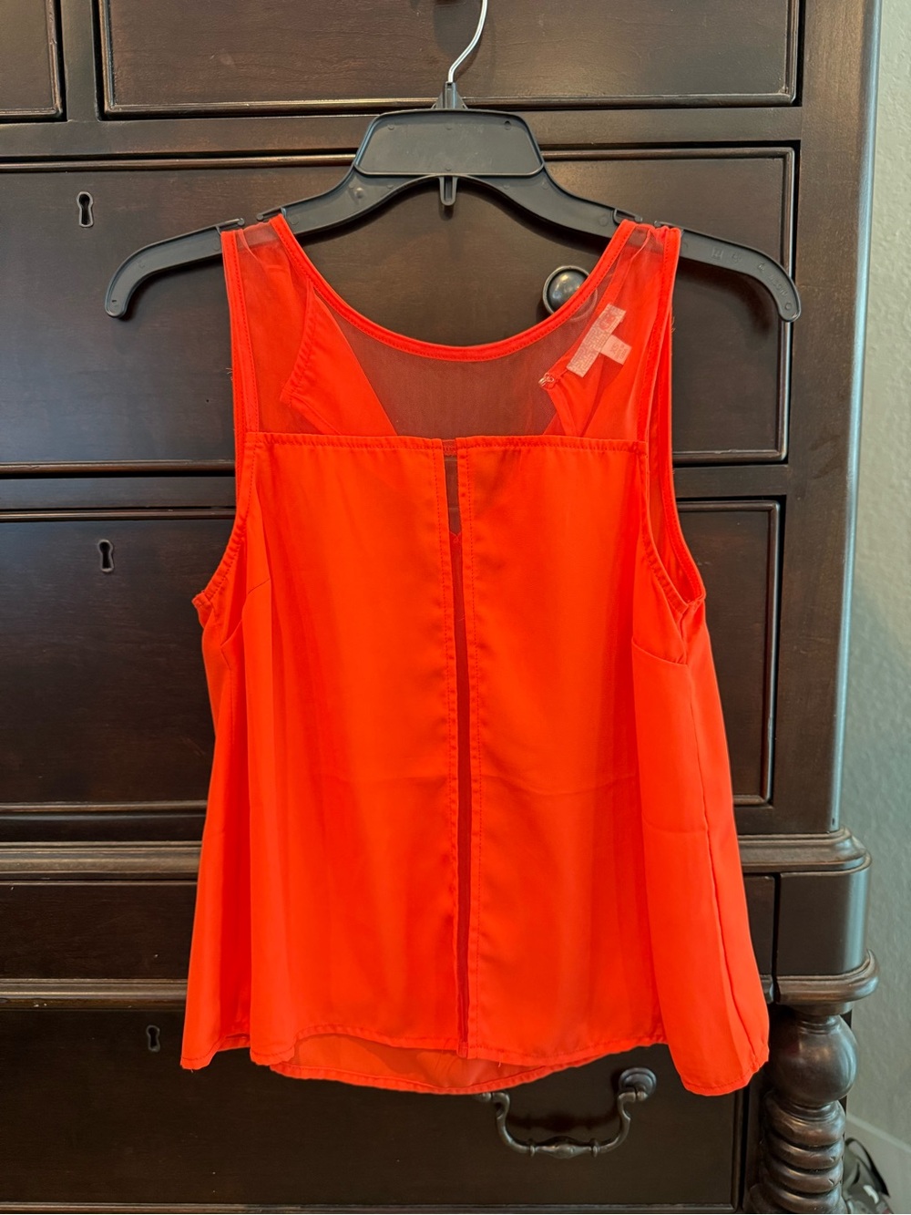 Neon Orange Sleeveless Mesh-Back Camisole Tank Top with matching Sports Bra